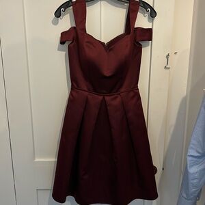 Christina Wu Maroon Satin Dress